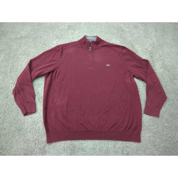 Vineyard Vines Other - Vineyard Vines Sweater Mens XXL Red 1/4 Zip Pullover Long‎ Sleeve Logo Knit